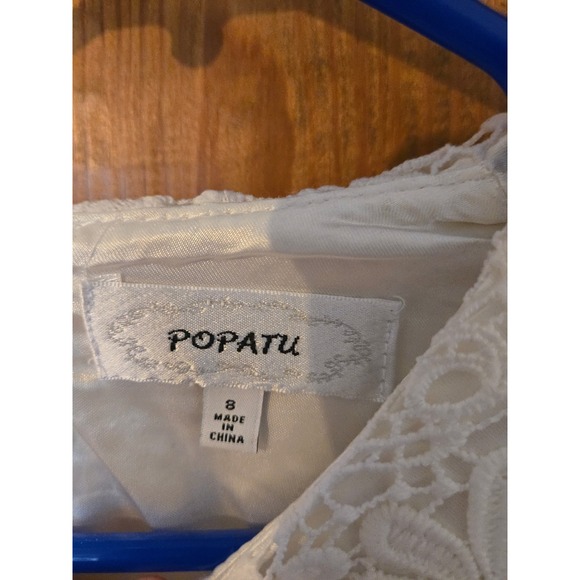 POPATU Girls Ivory Floral Lace Tulle Flower Girl Party Dress Size 8 White - Picture 5 of 8
